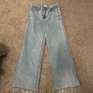 Kensie Light Blue Wide-Leg Raw Hem Jeans